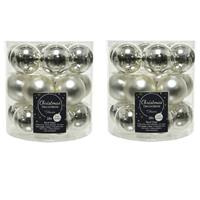 Decoris 36x stuks kleine glazen kerstballen zilver 4 cm mat/glans -