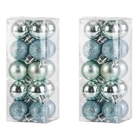 Cosy & Trendy 40x stuks kleine kunststof kerstballen mint groen 3 cm mat/glans/glitter -
