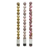 Bellatio 42x Stuks kunststof kerstballen mix goud/lichtroze/oud roze 3 cm -