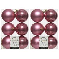 12x Oud roze kerstballen 8 cm kunststof mat/glans -