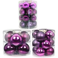Christmas goods Kerstversiering glazen kerstballen paars 6-8-10 cm pakket van 38x stuks -