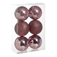Cosy & Trendy 18x Roze kerstballen 8 cm kunststof mat/glans -