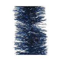 Decoris 3x Donkerblauwe kerstslingers 10 cm breed x 270 cm kerstversiering -