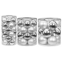 Bellatio 72x stuks glazen kerstballen elegant zilver mix 4, 6 en 8 cm glans en mat -