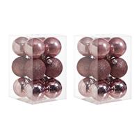 Cosy & Trendy 24x Roze kerstballen 6 cm kunststof mat/glans -