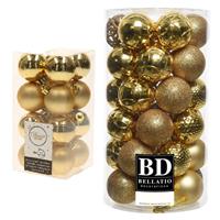 Decoris Kerstversiering kunststof kerstballen goud 4-6 cm pakket van 53x stuks -
