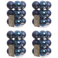 48x Donkerblauwe kerstballen 6 cm kunststof mat/glans -