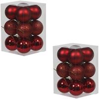 Bellatio 36x Rode kunststof kerstballen 6 cm glans/mat/glitter -