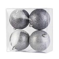 Cosy & Trendy 16x Zilveren glitter kerstballen 10 cm kunststof -