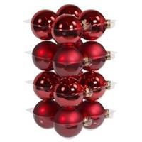 Bellatio 32x Rode glazen kerstballen 8 cm mat/glans -