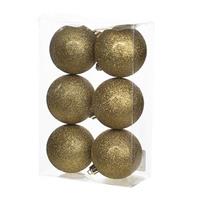 Cosy & Trendy 18x Gouden glitter kerstballen 8 cm kunststof -