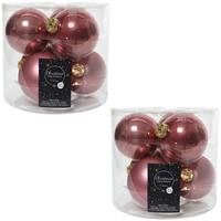 Decoris 12x Oud roze glazen kerstballen 8 cm glans en mat -