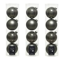 Decoris 12x stuks glazen kerstballen antraciet (warm grey) 10 cm mat/glans -