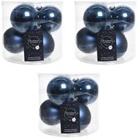 Decoris 18x Donkerblauwe glazen kerstballen 8 cm glans en mat -