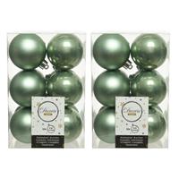 Decoris 36x Salie groene kerstballen 6 cm kunststof mat/glans -