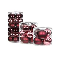 Bellatio 48x Berry Kiss mix roze/rode glazen kerstballen glans en mat -