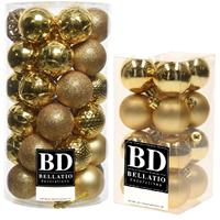 Bellatio 53x stuks kunststof kerstballen goud 4 en 6 cm glans/mat/glitter mix -