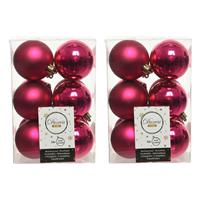 Decoris 36x Bessen roze kerstballen 6 cm kunststof mat/glans -