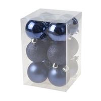Cosy & Trendy 12x Donkerblauwe kerstballen 6 cm kunststof mat/glans -
