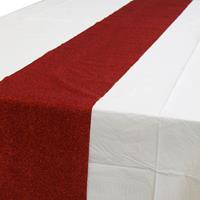 Bellatio Wit tafelkleed 274 x 137 cm met rode tafelloper met glitters voor de kersttafel -