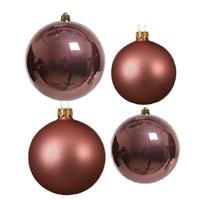 Decoris Glazen kerstballen pakket oudroze glans/mat 38x stuks 4 en 6 cm -