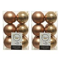 Decoris 36x Camel bruine kerstballen 6 cm kunststof mat/glans -