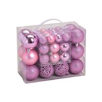 Bellatio 50x Roze kunststof kerstballen 3, 4 en 6 cm -