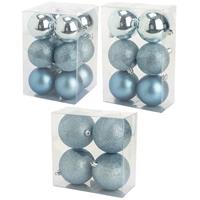 Cosy & Trendy Kerstversiering set kerstballen ijsblauw 6 - 8 - 10 cm - pakket van 62x stuks -