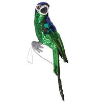 Bellatio Kerstversiering grote groene glitter papegaai vogel 30 cm -