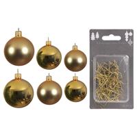 Decoris Groot pakket glazen kerstballen 50x goud glans/mat 4-6-8 cm incl haakjes -