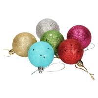 Bellatio 36x Gekleurde glitter kerstballen van piepschuim 5 cm -