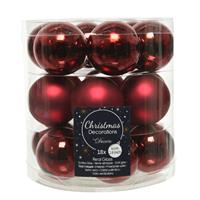 Decoris 18x stuks kleine glazen kerstballen donkerrood (oxblood) 4 cm mat/glans -