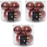 Decoris 18x Oud roze glazen kerstballen 8 cm glans en mat -