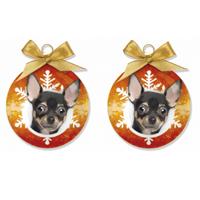 2x stuks dieren kerstballen Chihuahua hondje 8 cm -