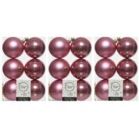 18x Oud roze kerstballen 8 cm kunststof mat/glans -