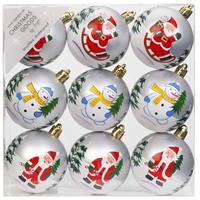 18x Witte kerstballen 6 cm kunststof met print -