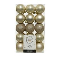 Decoris 30x stuks plastic kerstballen licht parel/champagne 6 cm - Onbreekbare kunststof kerstballen