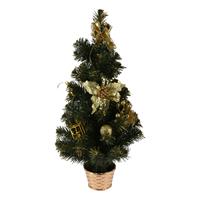 Bellatio Kunstboom/kunst kerstboom met kerstversiering 60 cm - Kunst kerstboompjes/kunstboompjes - Kerstversiering