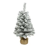 Everlands Kunstboom/kunst kerstboom met sneeuw 60 cm - Kunst kerstboompjes/kunstboompjes - Kerstversiering