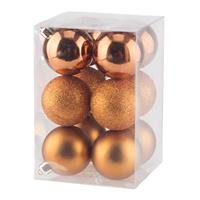 Cosy & Trendy 12x stuks kunststof kerstballen Oranje
