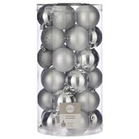 House Of Seasons 30x Kunststof kerstballen zilver 6 cm - Onbreekbare Zilver