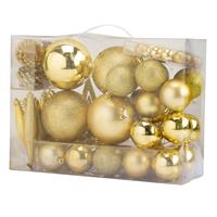 Cosy & Trendy 53x stuks kunststof kerstballen en kerstornamenten met ster piek Goud