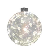 Bellatio 1x Glazen decoratie kerstballen met 20 led lampjes verlichting 12 cm - Kerstversiering/kerstdecoratie