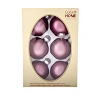 Cosy @ Home 6x stuks glazen kerstballen orchidee Roze