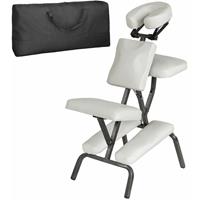 tectake assagestoel, behandelstoel met dikke bekleding witte inclusief zwarte draagtas - 401185