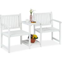 RELAXDAYS Gartenbank mit integriertem Tisch, 2-Sitzer, robuste Holz Sitzbank, HBT: 86x161x61 cm, Garten & Balkon, weiÃŸ