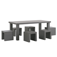 beliani Industrielles Gartenmöbel Set Beton Grau Tisch mit 6 Hockern Taranto - Grau