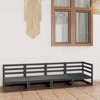 vidaXL 4-Sitzer-Gartensofa Grau Kiefer Massivholz 