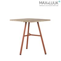 Gartentraum.de Quadratischer Gartentisch mit Aluminiumrahmen und Teakholzplatte - Max & Luuk - Arda Esstisch / Orange