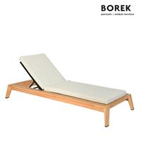 Gartentraum.de Gepolsterte Gartenliege aus Teak mit RÃdern und verstellbarer RÃ¼ckenlehne - Borek - Hybrid Lounger